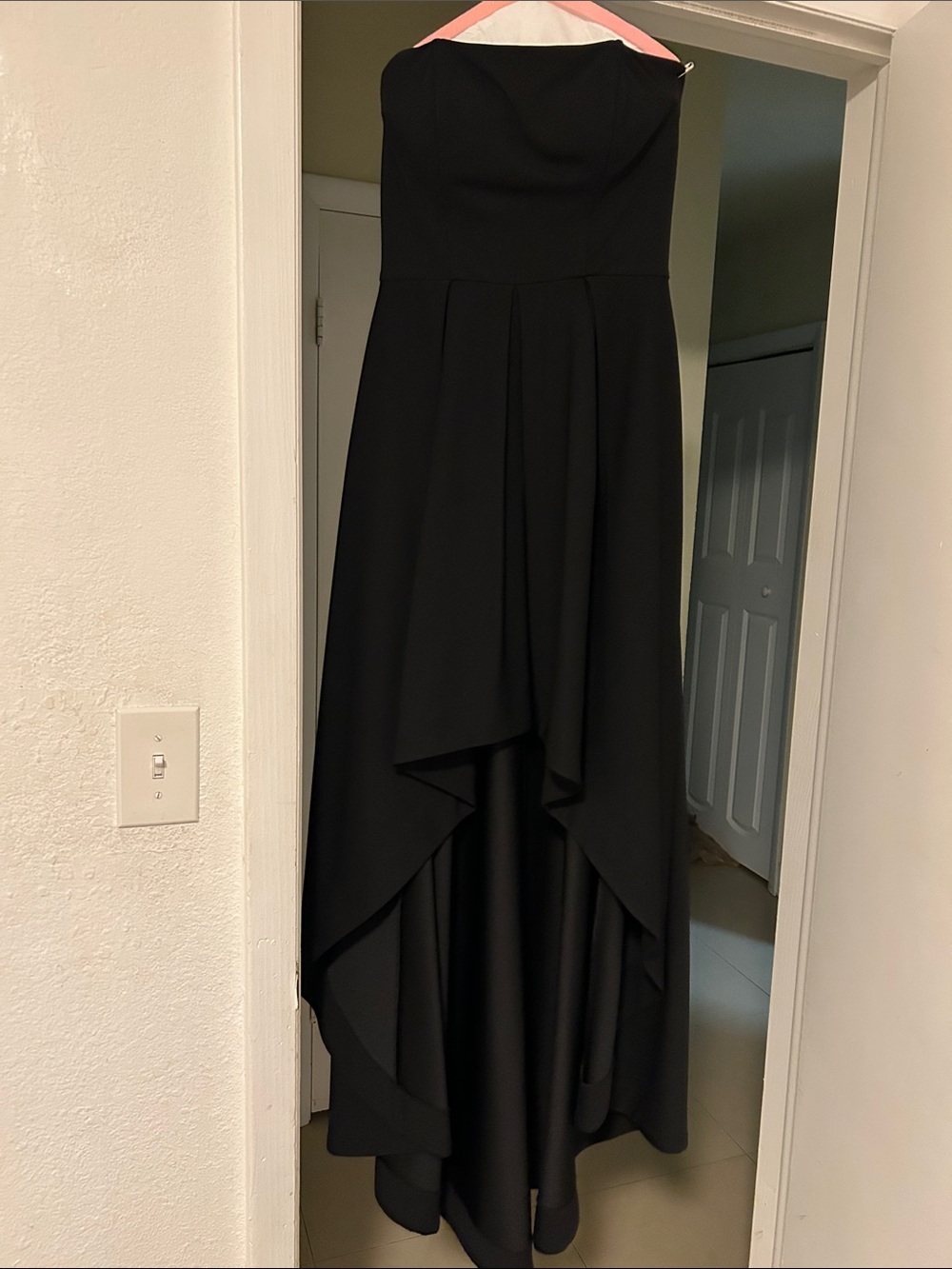 Black Strapless High-Low Evening Gown